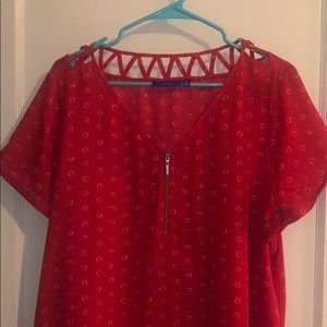 Red short sleeve blouse. Like new!